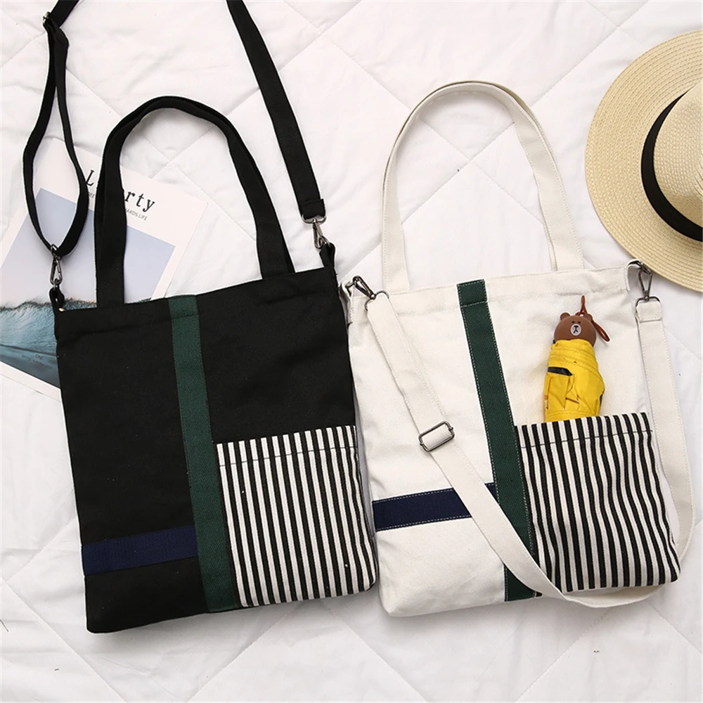 Vintage Black White Panelled Design Girls Students School Book Handbag Fashion Casual Women Stripe Cross Body Bag Canvas Totes 
Vintage Black White Panelled Design Girls Students School Book Handbag Fashion Casual Women Stripe Cross Body Bag Canvas Totes