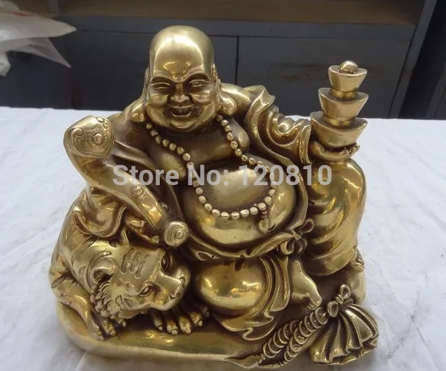 10" China Brass RuYi Wealth YuanBao Coin Happy Maitreya Buddha Ride Tiger Statue
10" China Brass RuYi Wealth YuanBao Coin Happy Maitreya Buddha Ride Tiger Statue