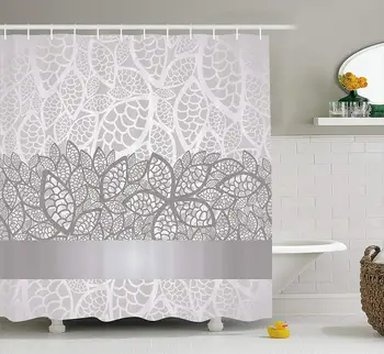 Grey Shower Curtain, Lace Inspired Flower Motifs Bridal Composition Stylized Leaves Wedding Theme
Grey Shower Curtain, Lace Inspired Flower Motifs Bridal Composition Stylized Leaves Wedding Theme