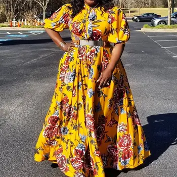 Ladies' dress large size bubble five-point sleeves yellow print long long elegant party dresses 2019 summer new women clothes
Ladies' dress large size bubble five-point sleeves yellow print long long elegant party dresses 2019 summer new women clothes