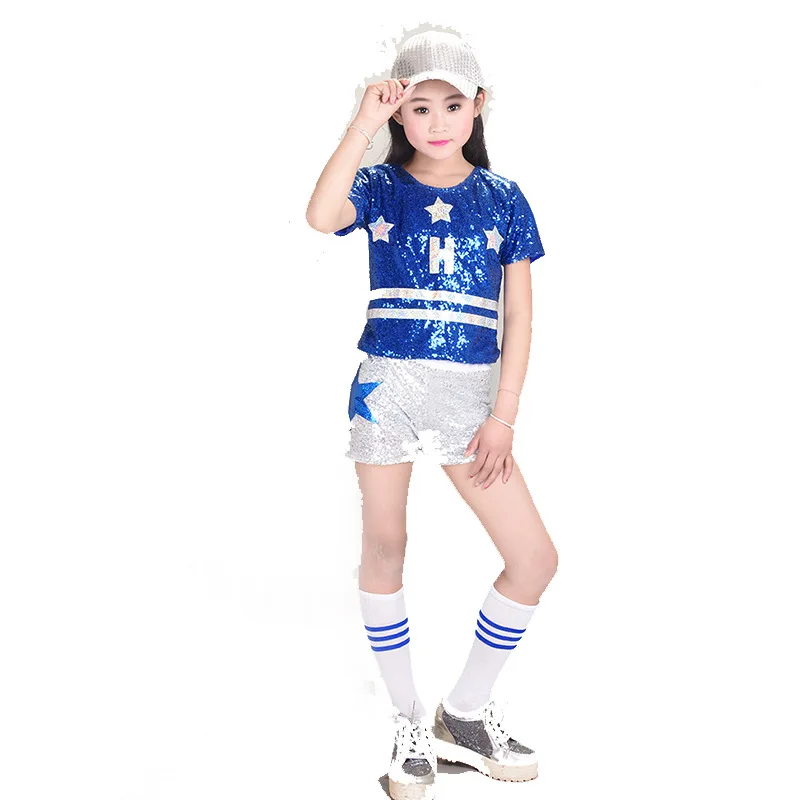 Jazz Dance Costumes Girls Children Hip Hop Costume Kids Street Dance Clothing Stage Show cheering Squad Sequins Suits 2pcs/set
Jazz Dance Costumes Girls Children Hip Hop Costume Kids Street Dance Clothing Stage Show cheering Squad Sequins Suits 2pcs/set