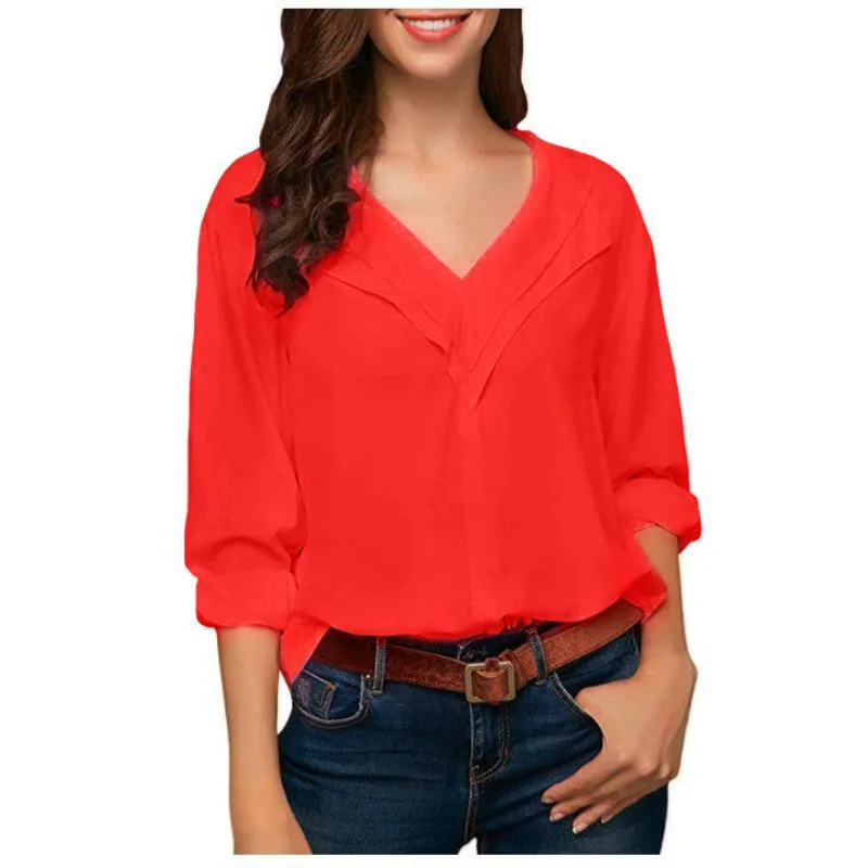 Loose Solid Sexy V Neck Chiffon Women Blouses Three Quarter Sleeve Shirt Plus Size Tops 4XL 5XL Vintage Korean Fashion Clothing
Loose Solid Sexy V Neck Chiffon Women Blouses Three Quarter Sleeve Shirt Plus Size Tops 4XL 5XL Vintage Korean Fashion Clothing