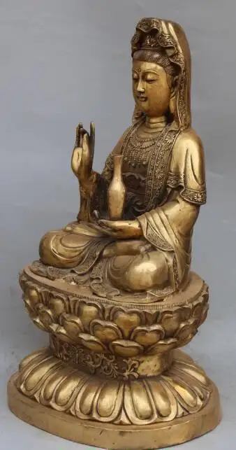 S2341 26"Chinese Bronze Kwan-yin Guanyin Shakyamuni Buddha Vase On Lotus Flower Statue
S2341 26"Chinese Bronze Kwan-yin Guanyin Shakyamuni Buddha Vase On Lotus Flower Statue