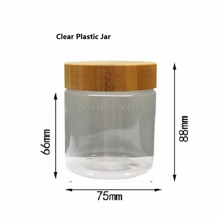 250g 250ml PET Cream Bottle Jars with Bamboo Lid Clear Plastic Cosmetic Container Candy Jars Bamboo Cap Matt Frosted Jar (3)