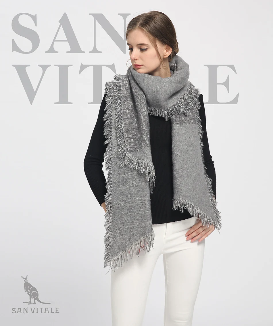 SAN VITALE Womens Shawls Winter Warm Scarf Luxury Brand Soft Fashion Thicken Plaid Wraps Wool Cashmere Capes Clothes for Women 11