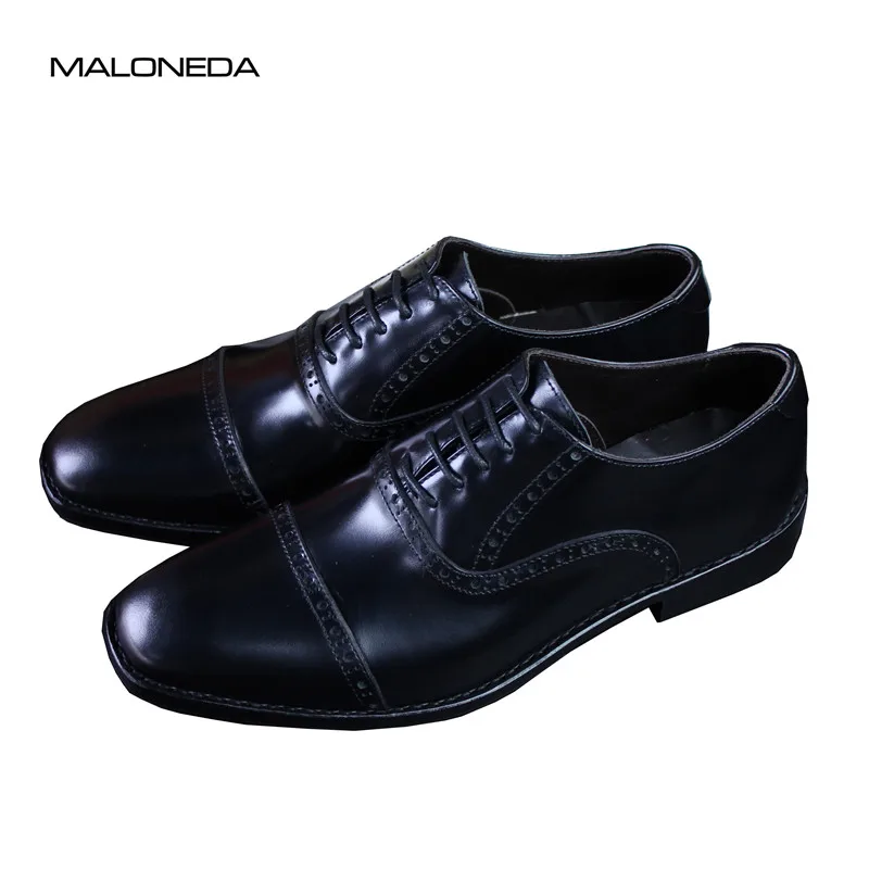 

MALONEDA High-quality Men's Black Patent Leather Formal Oxfords Brogue Shoes Handmade Bespoke With The Goodyear Welted