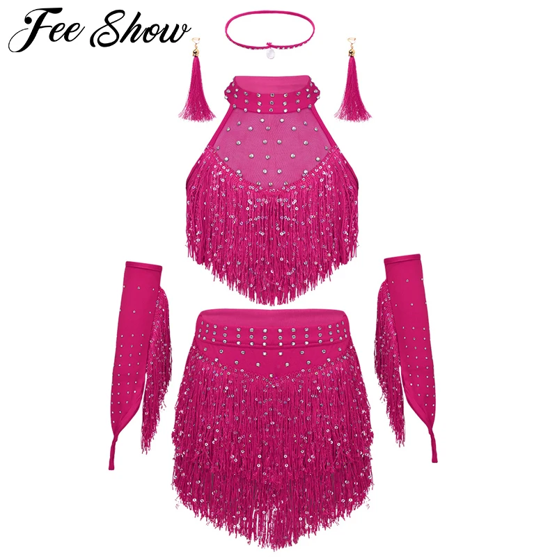 Kids Girls Sequins Tassel Outfits Samba Costume Ballroom Latin Salsa Dance Stage Performance Team Dancewear Latin Clothing Set
Kids Girls Sequins Tassel Outfits Samba Costume Ballroom Latin Salsa Dance Stage Performance Team Dancewear Latin Clothing Set