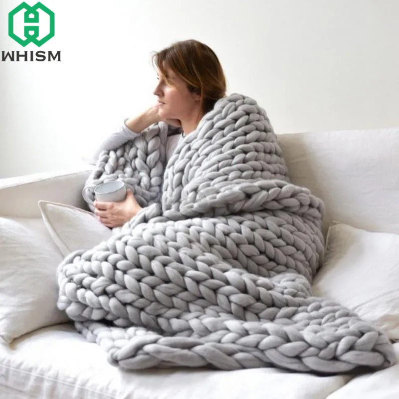 WHISM Chunky Knit Blanket Acrylic Thick Yarn Blankets Sofa Throw Blanket Handmade Knitted Blanket for Beds Bedroom cobertores
WHISM Chunky Knit Blanket Acrylic Thick Yarn Blankets Sofa Throw Blanket Handmade Knitted Blanket for Beds Bedroom cobertores