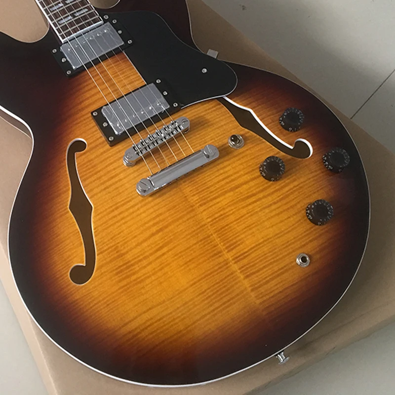 2019 New Jazz Electric Guitar,Semi Hollow Body With Flamed Maple Top,free shipping!
2019 New Jazz Electric Guitar,Semi Hollow Body With Flamed Maple Top,free shipping!
