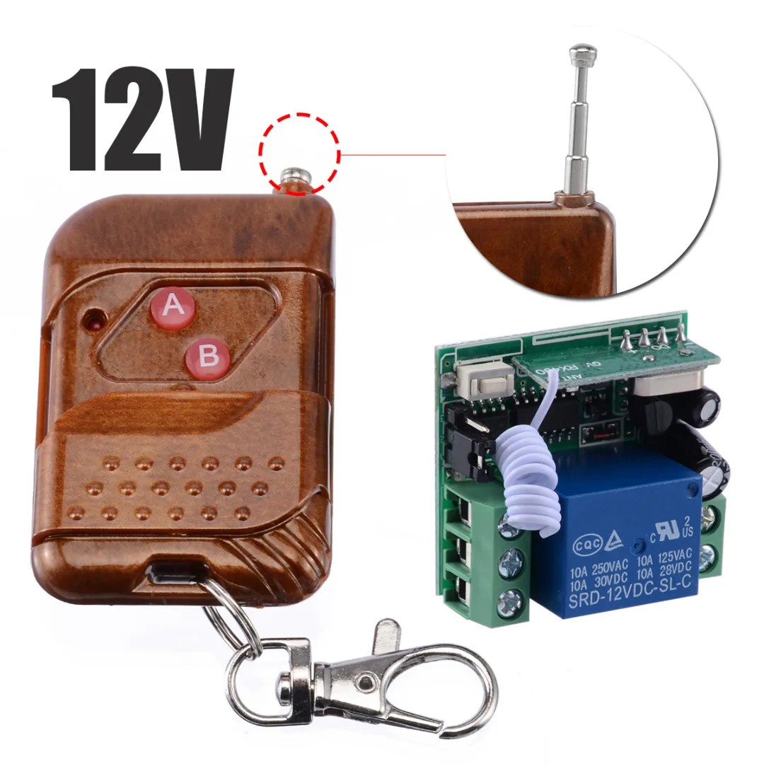 DC 12V Wireless Relay Remote Control Switch Receiver Transmitter Home Light Garage Door Opener DIY Switches
DC 12V Wireless Relay Remote Control Switch Receiver Transmitter Home Light Garage Door Opener DIY Switches
