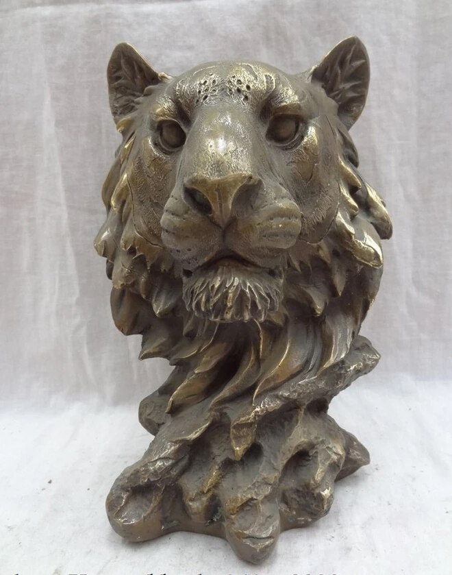 S2701 10" Folk Chinese Bronze Copper Decoration Animals Lion Leo Head Statue Sculpture D0317
S2701 10" Folk Chinese Bronze Copper Decoration Animals Lion Leo Head Statue Sculpture D0317