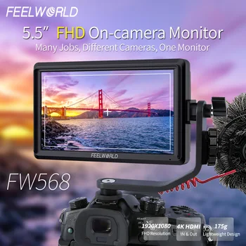 FEELWORLD FW568 5.5 inch On Camera Field DSLR Monitor Small Full HD 1920x1080 IPS Video Focus Assist 4K HDMI Include Tilt Arm
FEELWORLD FW568 5.5 inch On Camera Field DSLR Monitor Small Full HD 1920x1080 IPS Video Focus Assist 4K HDMI Include Tilt Arm