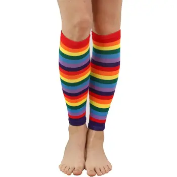 Womens Autumn Jacquard Knitted Cotton Sunscreen Arm Sleeve Fingerless Gloves Rainbow Striped Printed Colorful Thigh High Leg War 
Womens Autumn Jacquard Knitted Cotton Sunscreen Arm Sleeve Fingerless Gloves Rainbow Striped Printed Colorful Thigh High Leg War