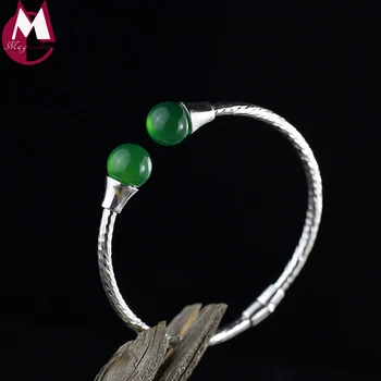 Green Jade 100% Real 925 Sterling Silver Bracelet For Women Jewelry Simple Spiral Garnet Black Pearls Bangle SB45
Green Jade 100% Real 925 Sterling Silver Bracelet For Women Jewelry Simple Spiral Garnet Black Pearls Bangle SB45