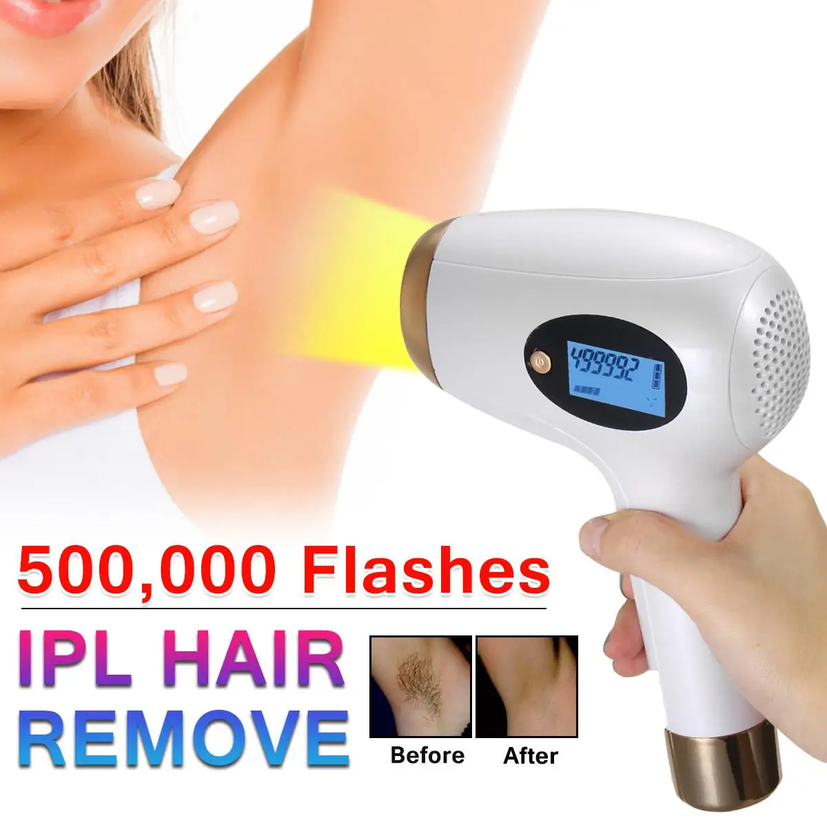 500000 pulsed IPL Laser Hair Removal Device 2 in1 Permanent Hair Removal IPL laser Epilator Armpit LCD Hair Removal machine
500000 pulsed IPL Laser Hair Removal Device 2 in1 Permanent Hair Removal IPL laser Epilator Armpit LCD Hair Removal machine