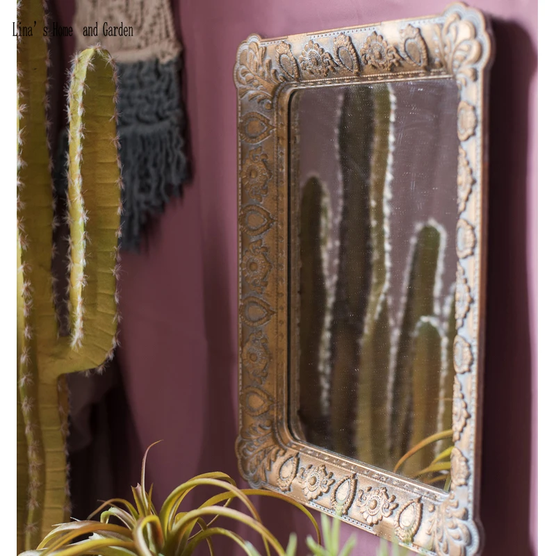 handcrafted classic antique french gold rectangle mdf wall mirror (5)