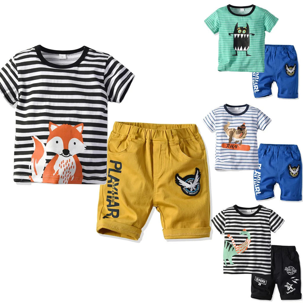 Toddler Kids Clothes Boy Stripe Cartoon Tops T-shirt Letter Short Trousers Pants Outfits Vetement Enfant Garcon
Toddler Kids Clothes Boy Stripe Cartoon Tops T-shirt Letter Short Trousers Pants Outfits Vetement Enfant Garcon