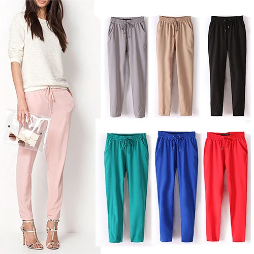 2016 Women Fashion Casual Chffion Pants Solid Color Elastic Waist Full Length Trousers
2016 Women Fashion Casual Chffion Pants Solid Color Elastic Waist Full Length Trousers