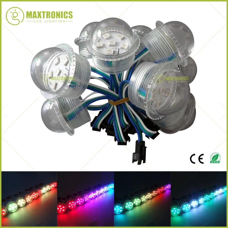 Оптовая продажа 200 шт. WS2811 DC12V 36 мм 6 светодиодов прозрачная крышка SMD 5050 rgb пикселей