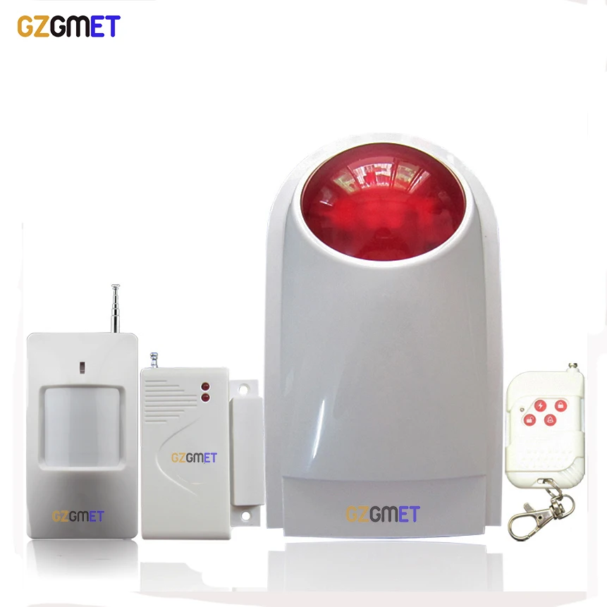 

GZGMET 433mhz Wireless 110db Flashing Alarm Strobe Siren Home Security Alarm System Suit for Host Keypad