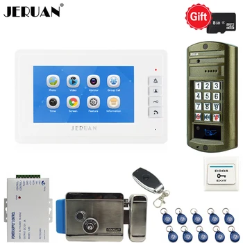 

JERUAN 7 inch Video Door Phone Doorbell Voice/Video Recording Intercom System kit Waterproof password Access Mini Camera +E-lock