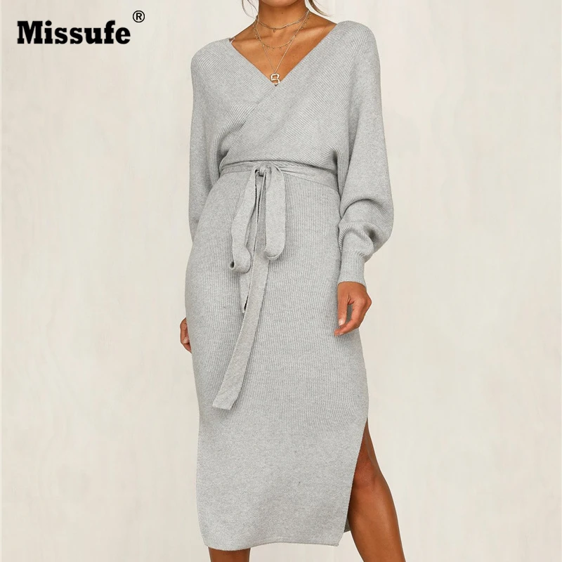 Missufe Wrap Sexy Midi Dress Women Long Sleeve Split Belted V Neck Autumn Winter Dresses Casual Multi Colors Slim Tunic
Missufe Wrap Sexy Midi Dress Women Long Sleeve Split Belted V Neck Autumn Winter Dresses Casual Multi Colors Slim Tunic