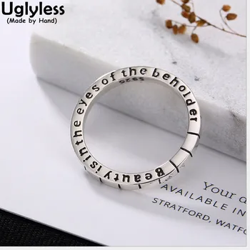 Uglyless Real S 925 Sterling Silver Handmade Engraved Letters Ring Women Rings Beauty is in the eyes of Beholder Proverb Bijoux
Uglyless Real S 925 Sterling Silver Handmade Engraved Letters Ring Women Rings Beauty is in the eyes of Beholder Proverb Bijoux