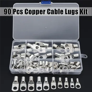 90Pcs/Set Copper Cable Lug Kit Bolt Hole Tinned Battery Terminal Copper Nose Wire Connector Crimped Soldered Terminalor Kit
90Pcs/Set Copper Cable Lug Kit Bolt Hole Tinned Battery Terminal Copper Nose Wire Connector Crimped Soldered Terminalor Kit