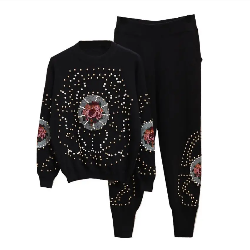 fashion brand diamond beading suits female woolen warm knit sweaters + rivet beading knit pants two pieces sets wq2384 factory
fashion brand diamond beading suits female woolen warm knit sweaters + rivet beading knit pants two pieces sets wq2384 factory