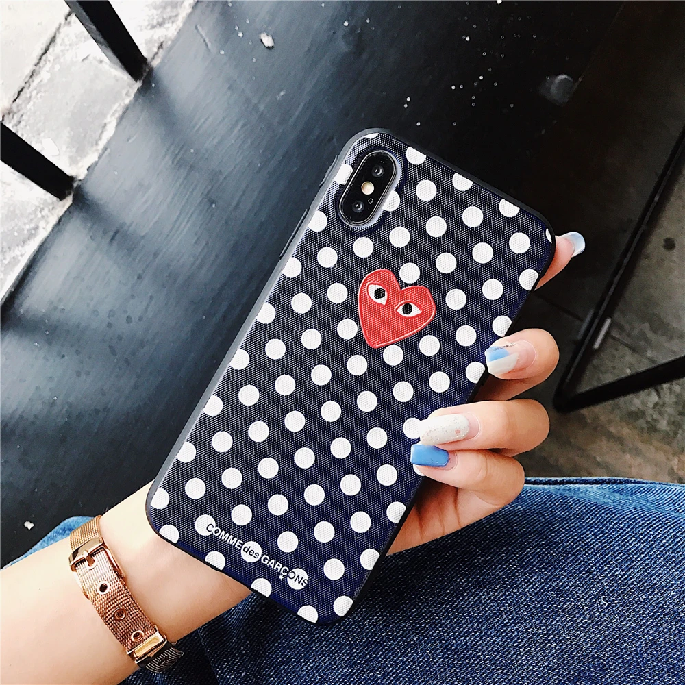 Luxury Fashion CDG PLAY Comme des Garcons Silicone TPU Wave Point Case cover For iPhone X 7 8 Plus 6 6S Plus Coque Fundas Capa 
Luxury Fashion CDG PLAY Comme des Garcons Silicone TPU Wave Point Case cover For iPhone X 7 8 Plus 6 6S Plus Coque Fundas Capa
