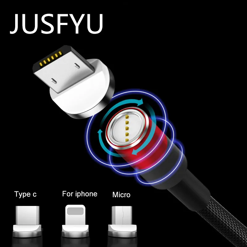 

Magnetic Charger Micro USB Type C Cable For iPhone Huawei Android Mobile Phone 3A Fast Charging Magnet Microusb Data Cable Wire