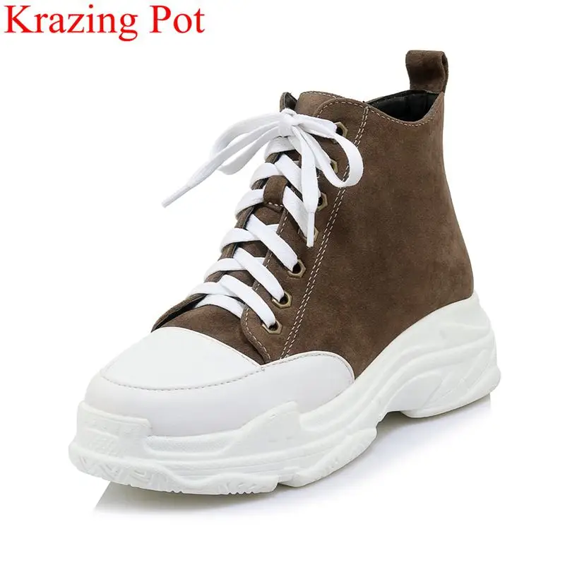 2018 fashion flock lace up platform round toe thick bottom women ankle boots casual vacation increasing warm winter shoes L31
2018 fashion flock lace up platform round toe thick bottom women ankle boots casual vacation increasing warm winter shoes L31