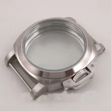 44mm Escovado caixa de aço inoxidável de vidro mineral endurecido fit 6497 6498 ST36 movimento Molnija Caixa do Relógio(China)