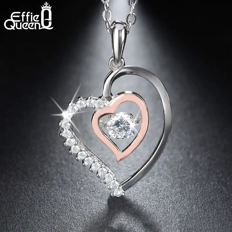 Effie Queen Genuine 925 Silver Double Heart Pendant Necklace Crystal Silver mixed Rose Gold Color Necklaces Girls HSN15
Effie Queen Genuine 925 Silver Double Heart Pendant Necklace Crystal Silver mixed Rose Gold Color Necklaces Girls HSN15
