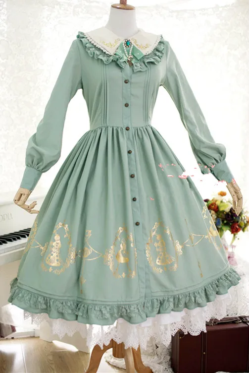 Strawberry Witch Custom Tailored Alice in Wonderland Series Sweet Lolita OP Gold Glided Long Sleeve Shirt Dress
Strawberry Witch Custom Tailored Alice in Wonderland Series Sweet Lolita OP Gold Glided Long Sleeve Shirt Dress