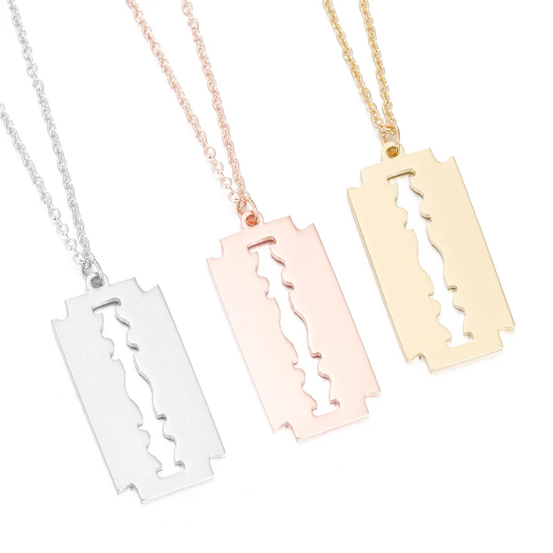 SMJEL Stainless Steel Shaving Blade Pendants Necklaces Men Male Razor blade Charm Necklace Jewelry for Women Unisex
SMJEL Stainless Steel Shaving Blade Pendants Necklaces Men Male Razor blade Charm Necklace Jewelry for Women Unisex