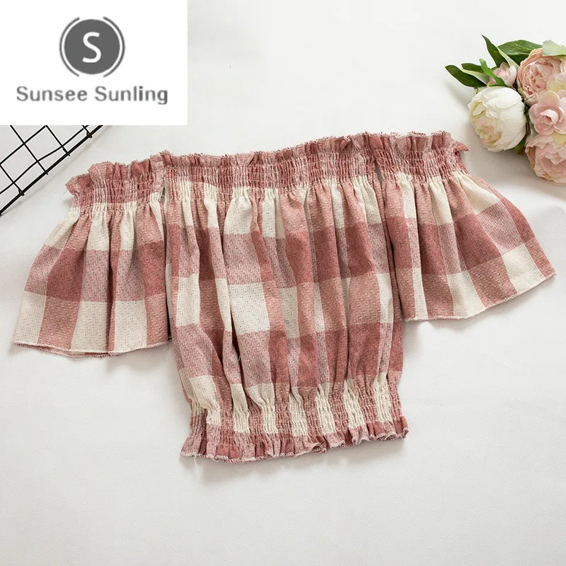 Summer New Sexy Slash Neck Women Blouse Umbilical Off Shoulder Plaid Leaky Clavicle Shirt One-shoulder Chiffon Female Shirts
Summer New Sexy Slash Neck Women Blouse Umbilical Off Shoulder Plaid Leaky Clavicle Shirt One-shoulder Chiffon Female Shirts