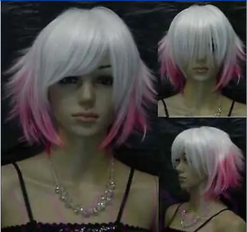СЗТ-красивая белый и розовый смешанный женщина отдых парик |