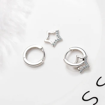 Real 925 Sterling Silver Zircon Star Pendant Round Hoop Earrings Romantic Accessories For Women Elegant Fashion Jewelry
Real 925 Sterling Silver Zircon Star Pendant Round Hoop Earrings Romantic Accessories For Women Elegant Fashion Jewelry