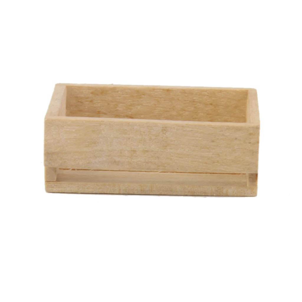 Vintage Style Natural Wooden Basket Box for 1/12 Sacle Dollhouse Kitchen Doll House Furniture Toys Kits Vintage Style Natural Wooden Basket Box for 1/12 Sacle Dollhouse Kitchen Doll House Furniture Toys Kits