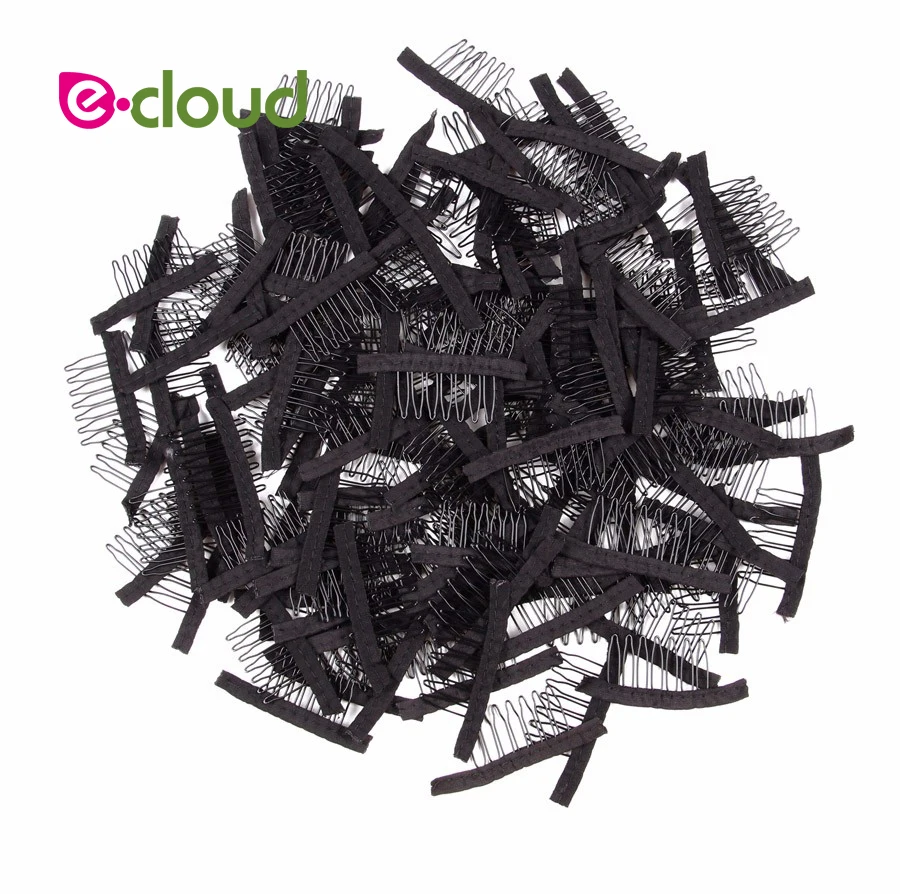

20pcs/Lot Black Color Wire Hair Wig Combs 7 Theeth Stainless Steel Wig Combs For Wig Caps Wig Clips For Hair Extensions