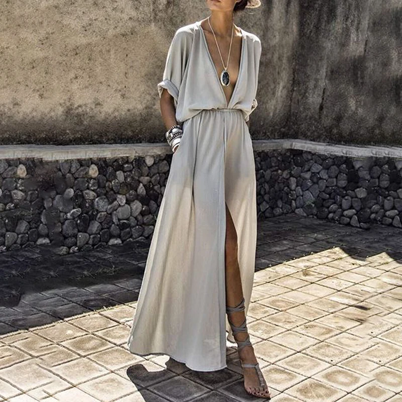 Maxi Women's Dress Summer Beach V Neck Tunic High Waist Split Sexy Long Holiday Dresses 2018 Fashion Casual Clothes vestidos
Maxi Women's Dress Summer Beach V Neck Tunic High Waist Split Sexy Long Holiday Dresses 2018 Fashion Casual Clothes vestidos