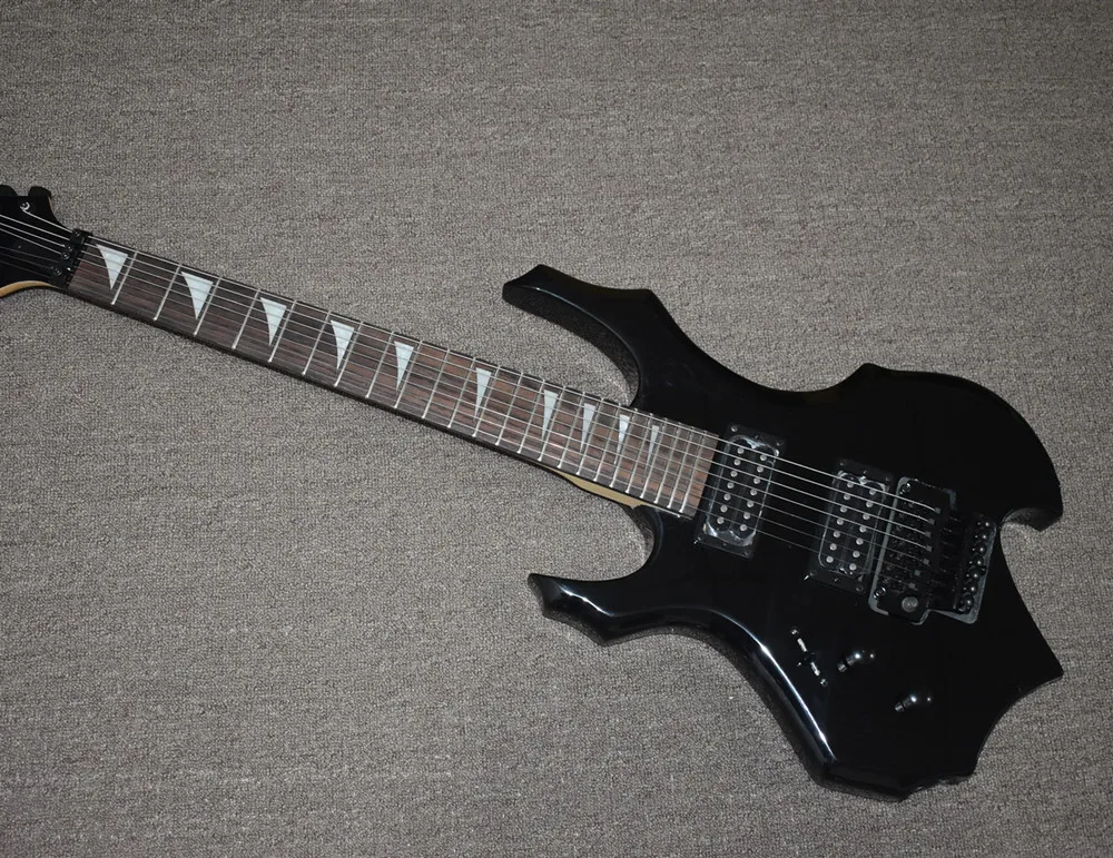 Factory custom unusual shape electric guitar with black hardware, white pearl Fret inlay, color can be customized for free shipp
Factory custom unusual shape electric guitar with black hardware, white pearl Fret inlay, color can be customized for free shipp