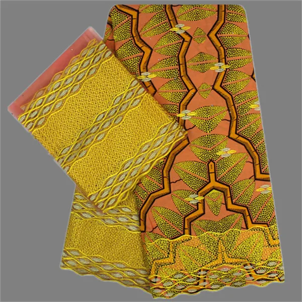 Excellent 6y African embroidery printed wax cord lace fabric matching with 2y French net lace fabric for dress SWN3
Excellent 6y African embroidery printed wax cord lace fabric matching with 2y French net lace fabric for dress SWN3