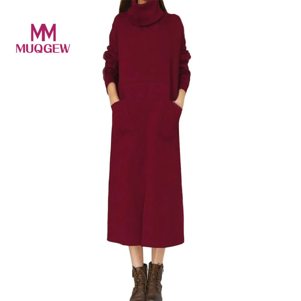 MUQGEW Women Dress Hot Pocket Scarf collar Solid Color Loose Warm Dress Black Streeetwear Long Sleeve Loose Long Dress Vestidos
MUQGEW Women Dress Hot Pocket Scarf collar Solid Color Loose Warm Dress Black Streeetwear Long Sleeve Loose Long Dress Vestidos
