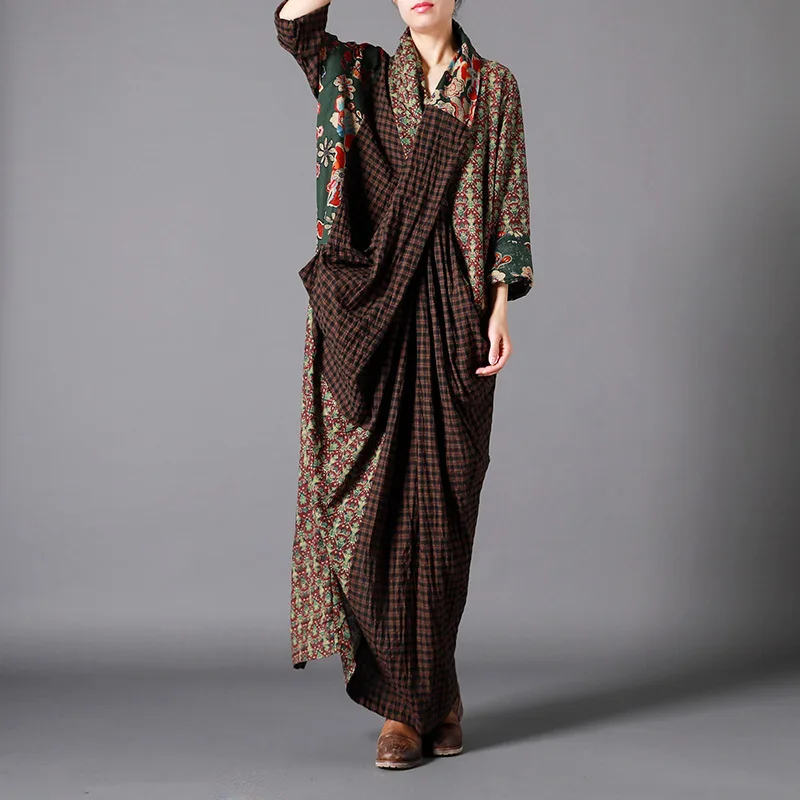Women Spring Cotton Linen Patchwork Printed Dress Ladies Plaid Spliced Dress Female Vintage Cotton Flax 2019 Dress
Women Spring Cotton Linen Patchwork Printed Dress Ladies Plaid Spliced Dress Female Vintage Cotton Flax 2019 Dress