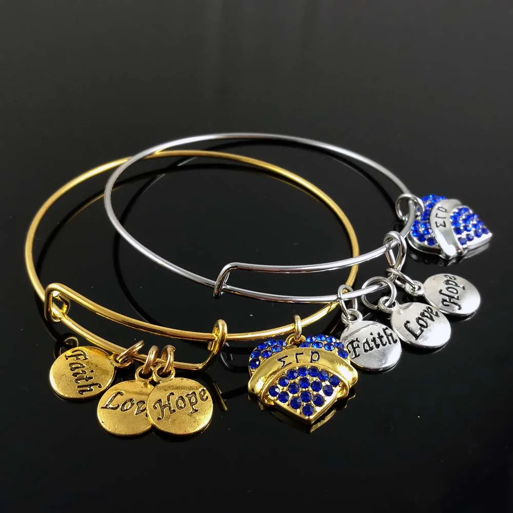 Sorority Sigma Gamma Rho Faith Love Hope heart DIY Charms Love SGR Bangle Jewelry Wire Bracelet
Sorority Sigma Gamma Rho Faith Love Hope heart DIY Charms Love SGR Bangle Jewelry Wire Bracelet