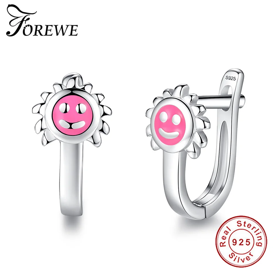 FOREWE Authentic 100% 925 Sterling Silver Earrings Pink Enamel Sunflower Smile Stud Earrings For Children Girls Silver Jewelry
FOREWE Authentic 100% 925 Sterling Silver Earrings Pink Enamel Sunflower Smile Stud Earrings For Children Girls Silver Jewelry