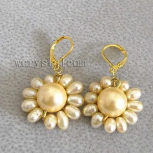 Fashion Jewelry Drop Earring Natural Gold Yellow Cultured Pearl Black Shell Sunflower Earrings Dangle with a floral charming
Fashion Jewelry Drop Earring Natural Gold Yellow Cultured Pearl Black Shell Sunflower Earrings Dangle with a floral charming