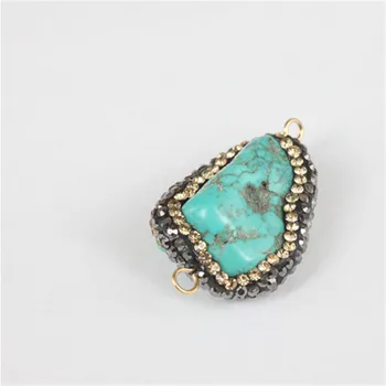 Charm gem stone pave rhinestone pendant double buckle connector turquoises pendant beads for fine jeweley making
Charm gem stone pave rhinestone pendant double buckle connector turquoises pendant beads for fine jeweley making